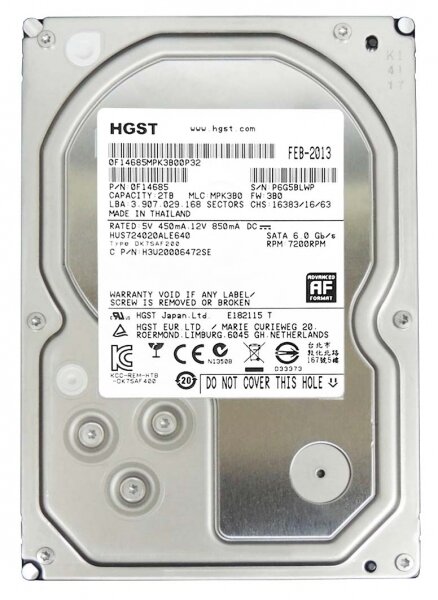 Жесткий диск Hitachi HUS724020ALE640 2Tb SATAIII 3,5" HDD