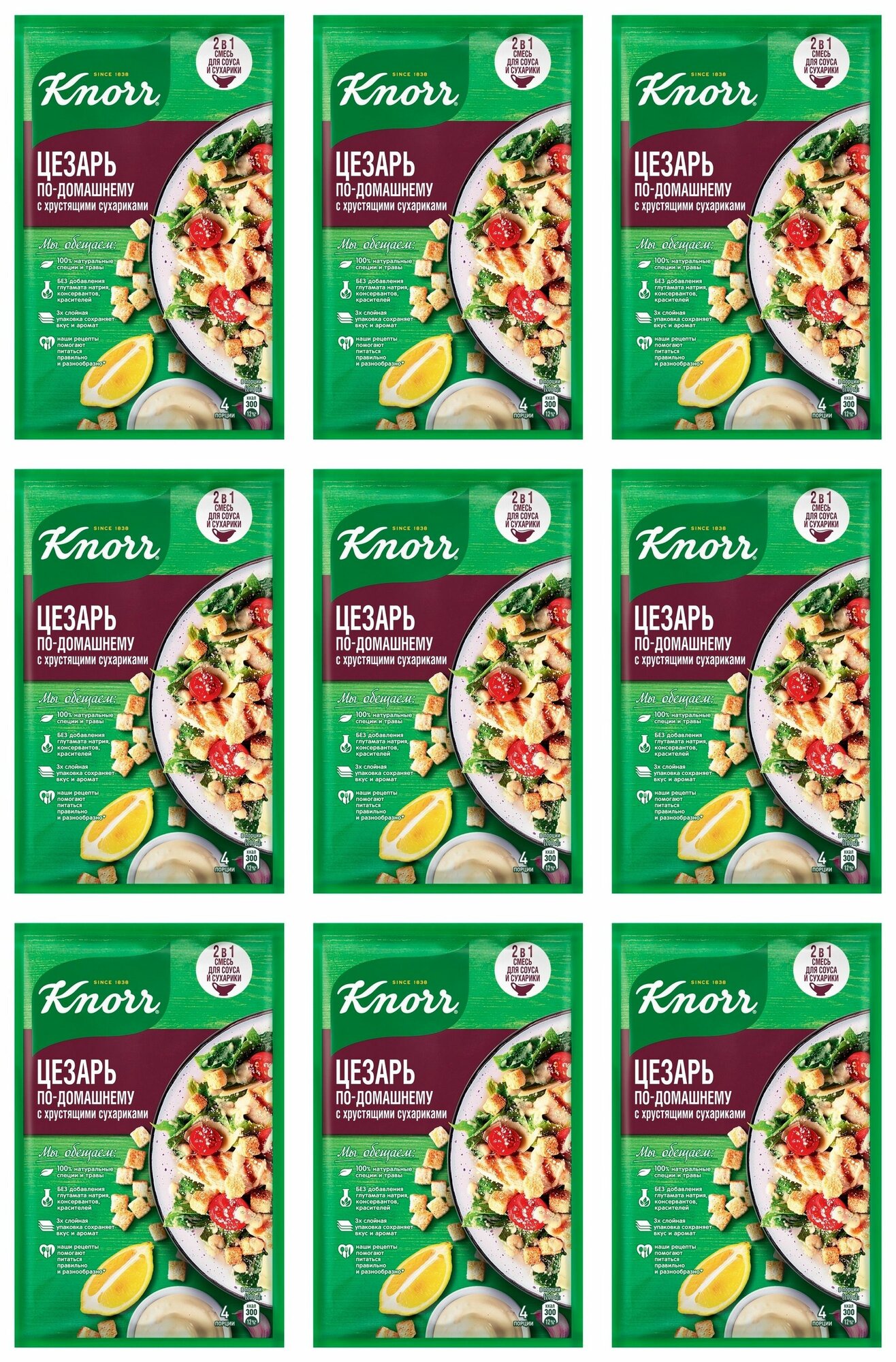 Knorr Приправа Цезарь по-домашнему с хрустящими сухариками, 30 г, 9 уп