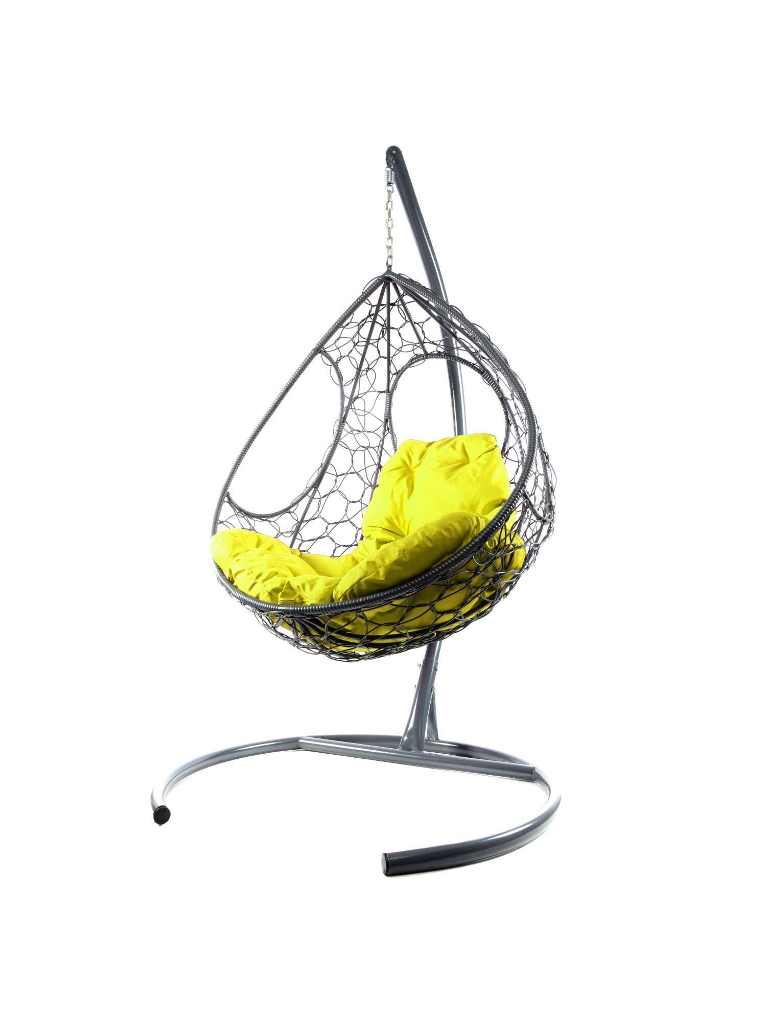 Подвесное кресло M-group долька с ротангом серое жёлтая подушка