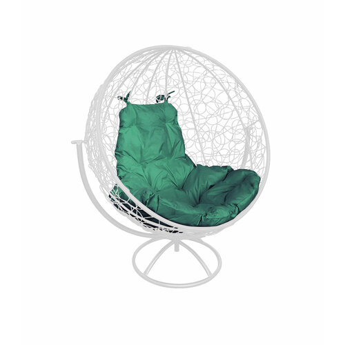кресло m group пончик белое зелёная подушка Подвесное кресло M-group круг с ротангом белое зелёная подушка