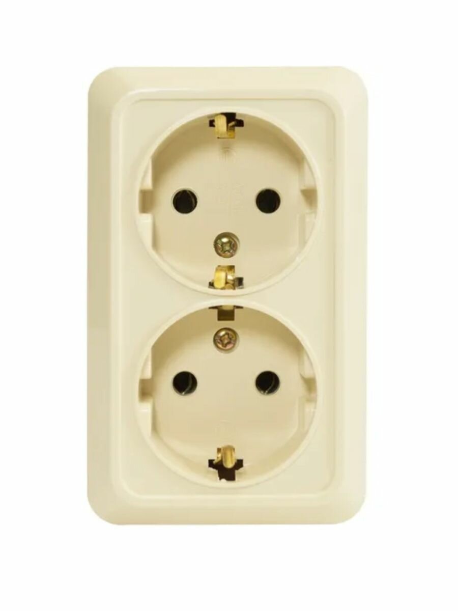 фото Розетка двухместная скрытой установки с заземлением