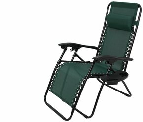 Кресло -шезлонг Фиеста арт.CK-175 с подстаканником (2шт.в упаковке (каркас черный, ткань зеленая))