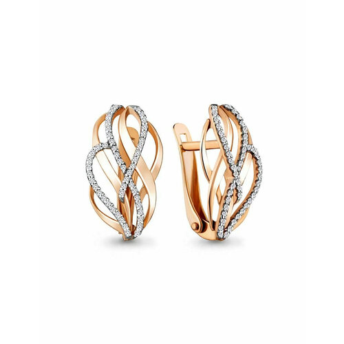 Серьги Amarin Jewelry, красное золото, 585 проба, фианит, золотой