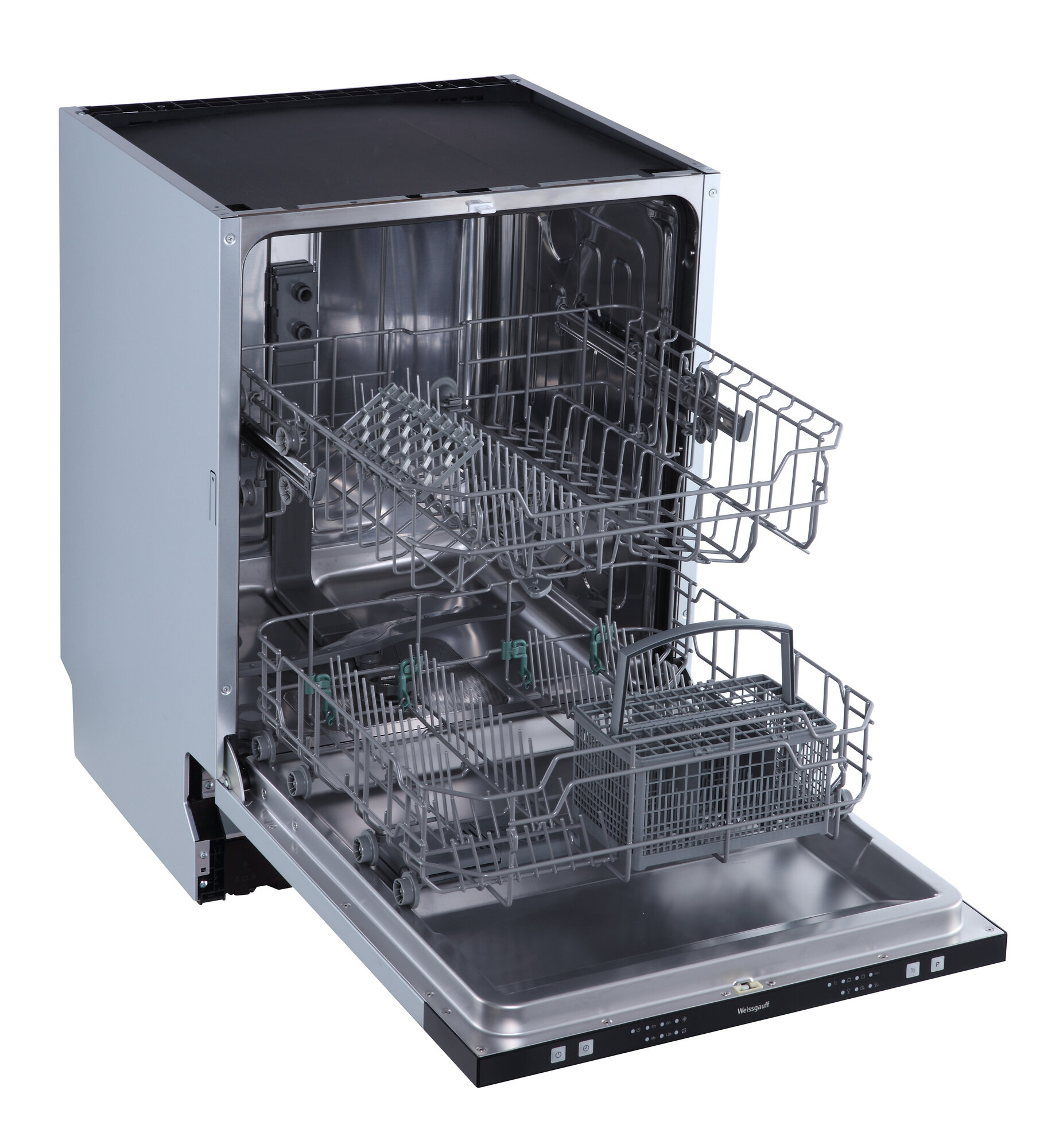 Встраиваемая посудомоечная машина Weissgauff BDW 6026, 3 года гарантии, 12 комплектов посуды, половинная загрузка, 6 программ, быстрый режим, универсальная программа, экономичная программа, таймер, дозагрузка посуды, электронное управление