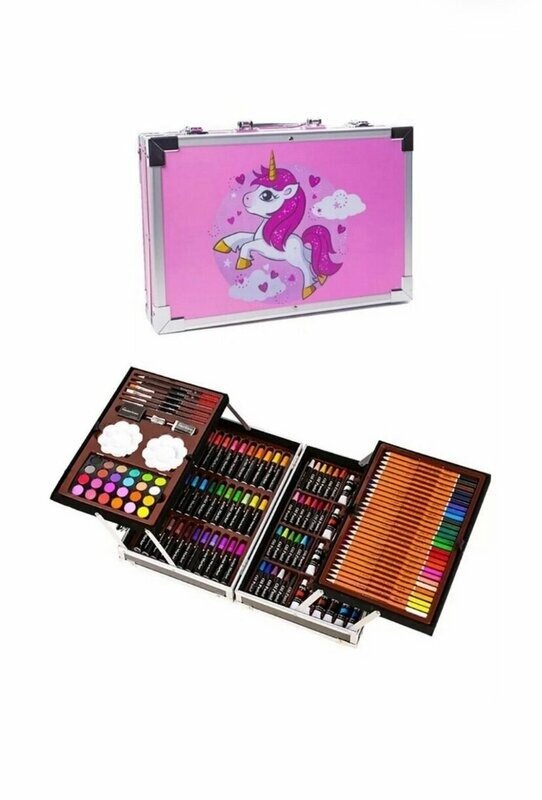 Набор для рисования "Чемодан творчества" с красками, в алюминиевом чемоданчике, Единорог розовый