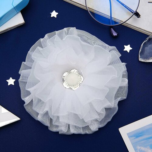 Резинка для волос бант Школьница волна цветок d-10 см белый 6шт 595₽