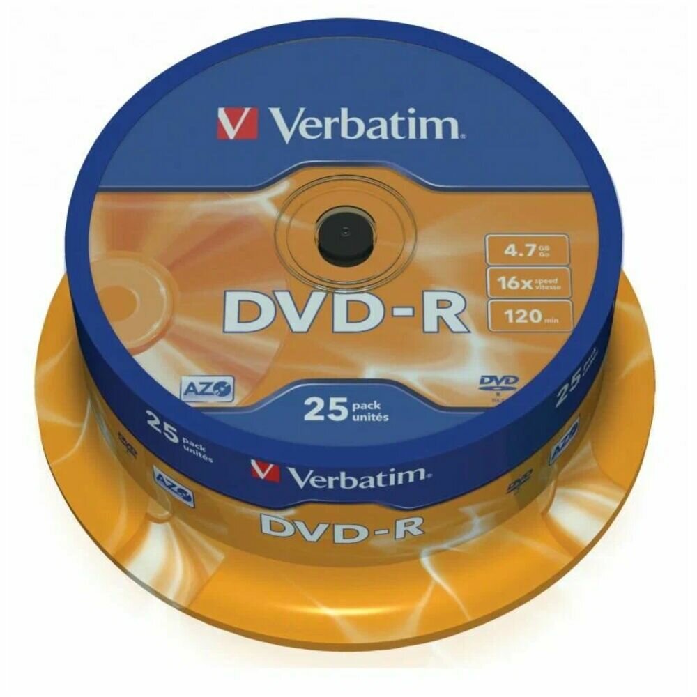 Диски DVD-R 4.7Gb Verbatim 16х 25 шт Cake Box <43522>