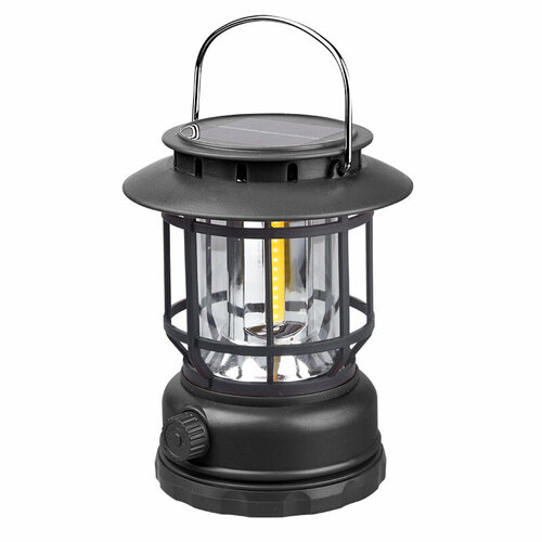 Фонарь для кемпинга на солнечной батарее Solar Outdoor Camping Lantern, черный