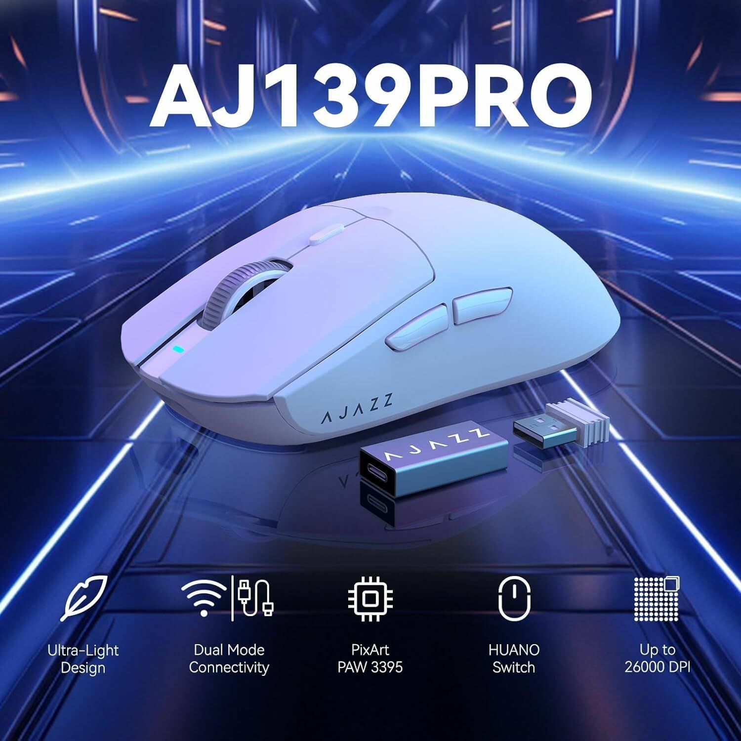 Ajazz Игровая мышь беспроводная AJ139 PRO 4К без ресивера