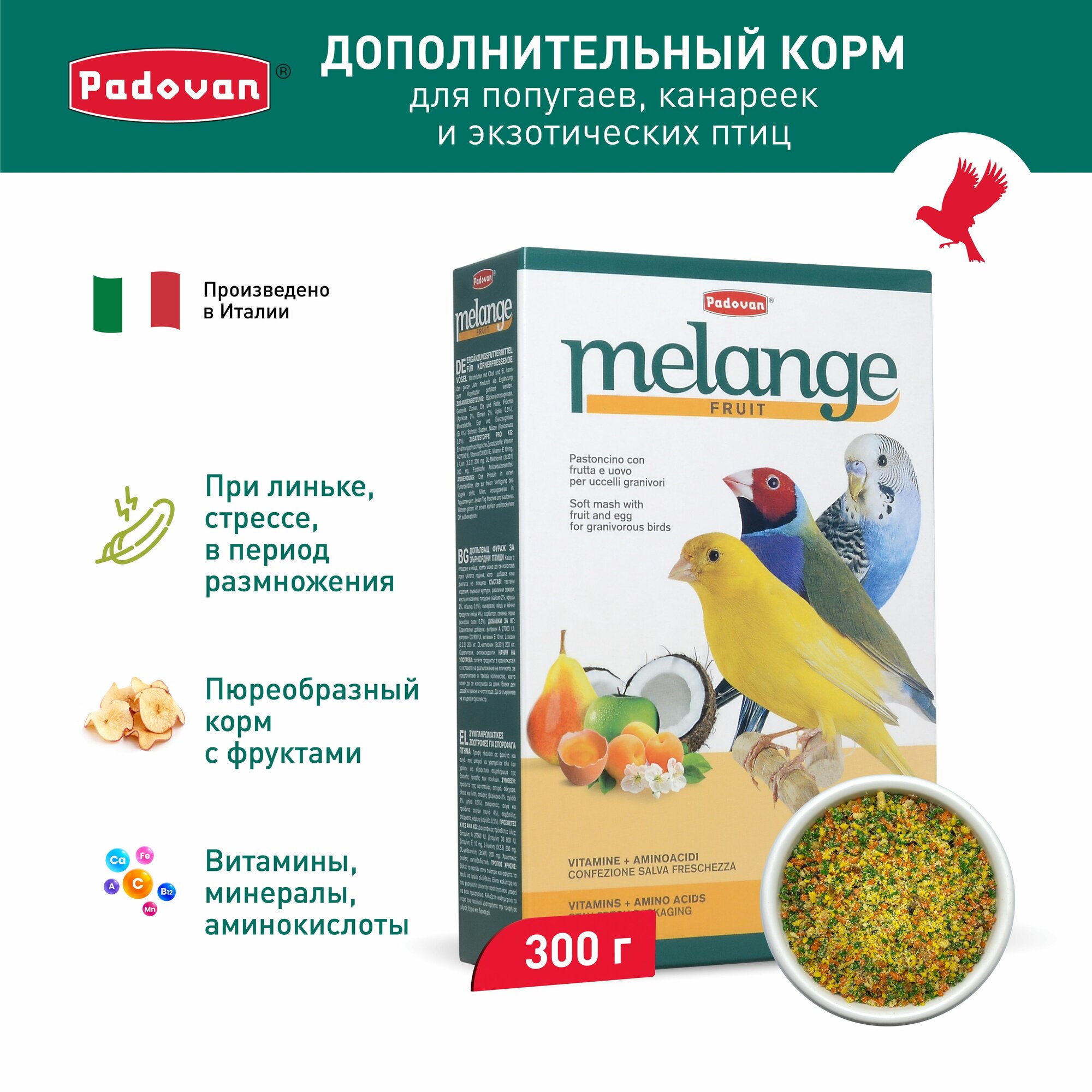 Корм дополнительный для декоративных птиц Padovan Melange Fruit (300г)