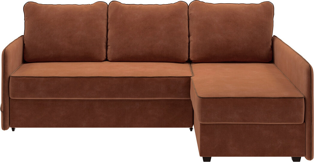 фото Диван Слим Коричневато-Оранжевый/Шоколадный (угол: правый) (без декор. подушек) Дисконт (Невозвратный товар!)