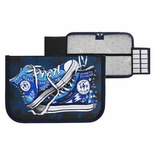 Пенал 1 секция 140 х 210 х 40 мм откидной карман и косметичка тканевый Calligrata TOP Content Кеды 979₽