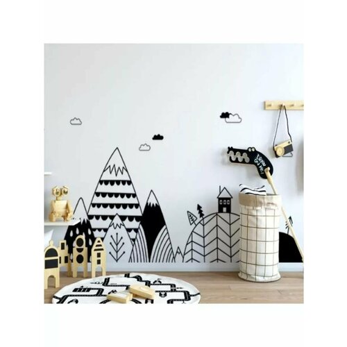 Наклейка интерьерная Горы и домик 50х70 см 620₽