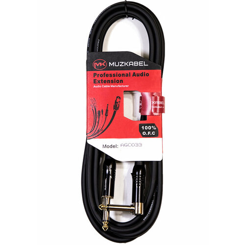 Инструментальный кабель MUZKABEL AGC032 - 2 метра, JACK (моно) - JACK (моно) (Угловой)
