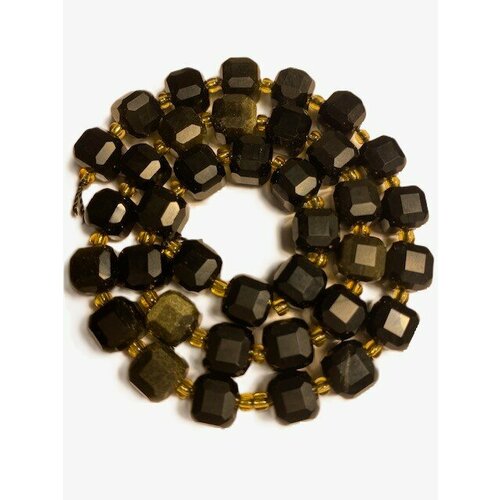 Бусины 10 мм. натуральный камень обсидиан (20 бусин)