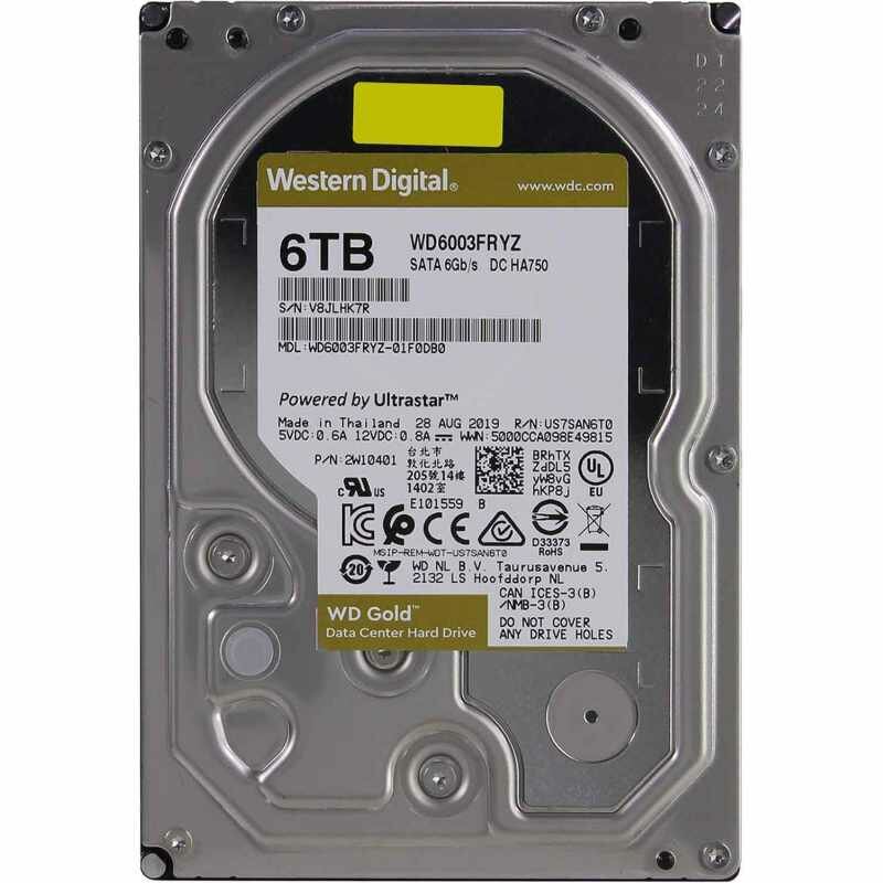 Жесткий диск WD Gold 6TB 3.5 SATA, 256MB, 7200 rpm (WD6003FRYZ)