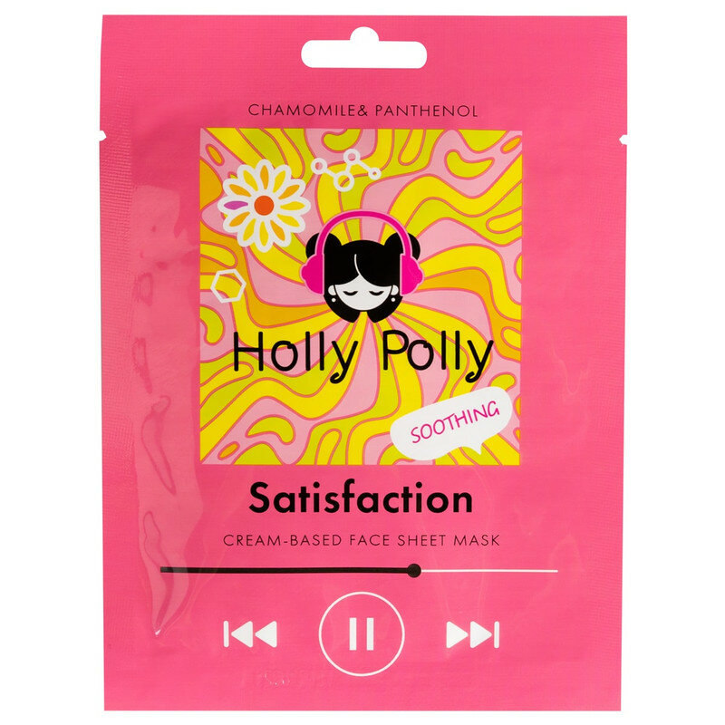 Тканевая маска HOLLY POLLY для лица на кремовой основе Holly Polly Satisfaction с Ромашкой и Пантенолом (Успокаивающая),22г