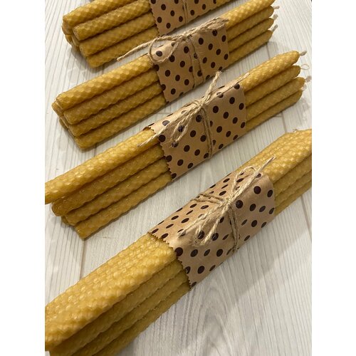 Свечи из натуральной вощины большие 25 см, 10 шт.