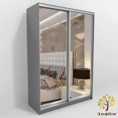 Изображение товара Шкаф-купе, двухстворчатый, ЭльфОла Элеганс 120х45х220 см, серый шифер, зеркальные фасады