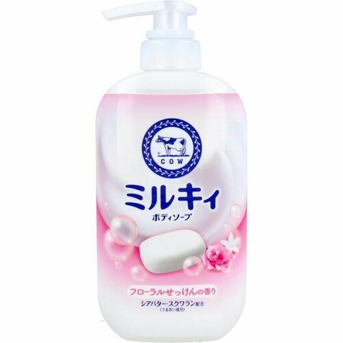 Cow Brand Жидкое молочное мыло для тела Milky Body Floral Soap, аромат цветочного мыла и фруктов, 500 мл