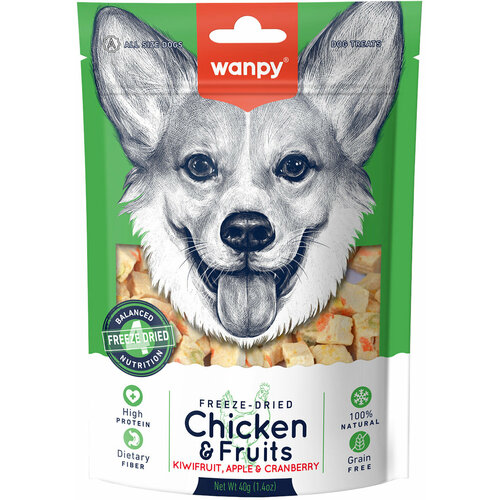 Wanpy Dog Сублимированное лакомство для собак "Курица и фрукты" 40 г