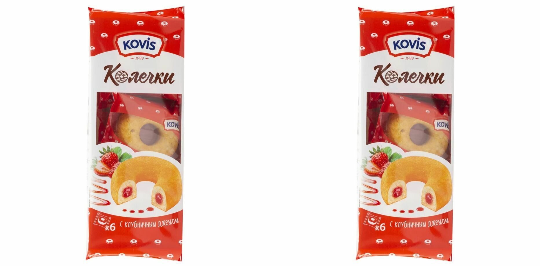 Kovis Сдоба Колечки с клубничным джемом, 240 г, 2 уп