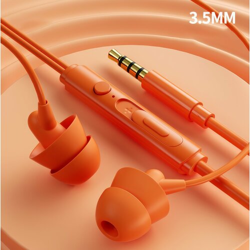 Лёгкие внутриканальные наушники TECH Y04 35 мм mini jack оранжевый 280₽