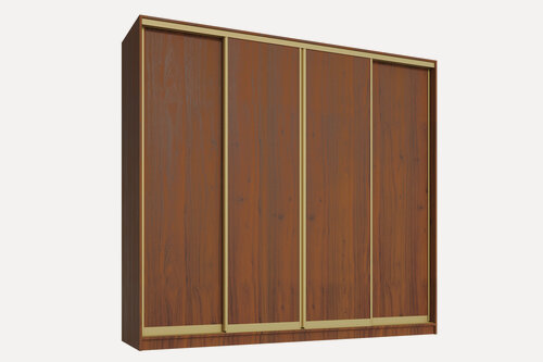 Изображение товара Шкаф купе для одежды Модена 4, МФ-Купе, 240х45х240, белье/платье/платье, орех экко, профиль золотой