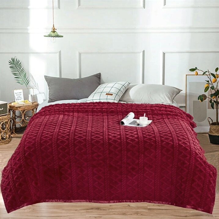 Плед двусторонний фактурный велсофт 