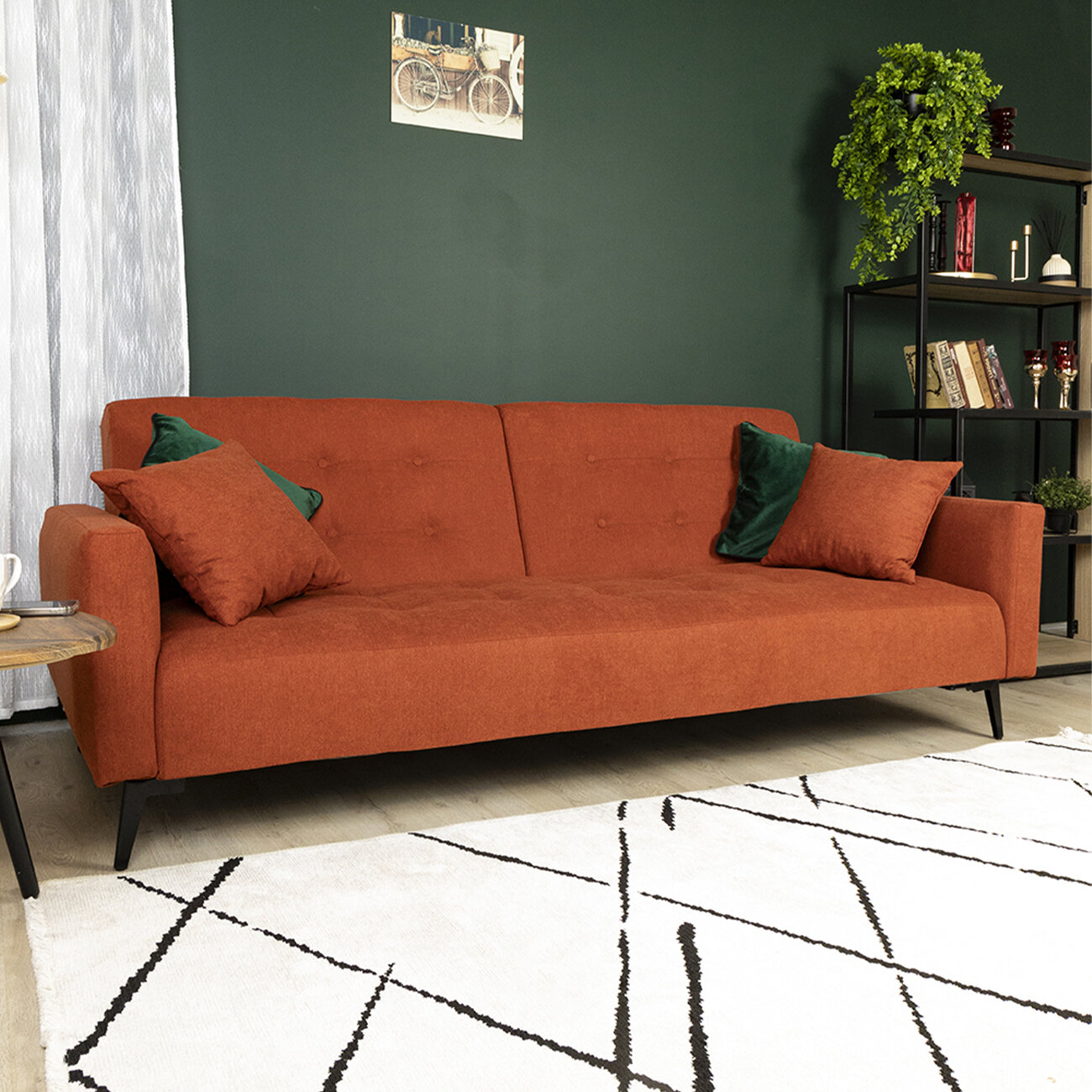 фото Диван кровать Аллаки раскладной со съемными подлокотниками и 2 подушками, 114х193 см, Синий Tailor 21