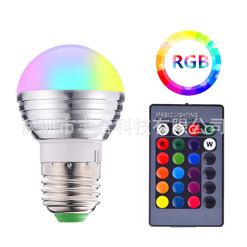 фото Светодиодная лампа, RGB, 3Вт, пульт ДУ, ИК, 24 клавиши