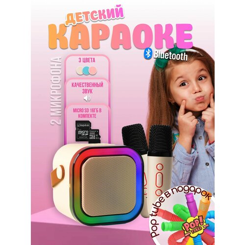Детская караоке система с двумя беспроводными микрофонами и колонкой 1500₽
