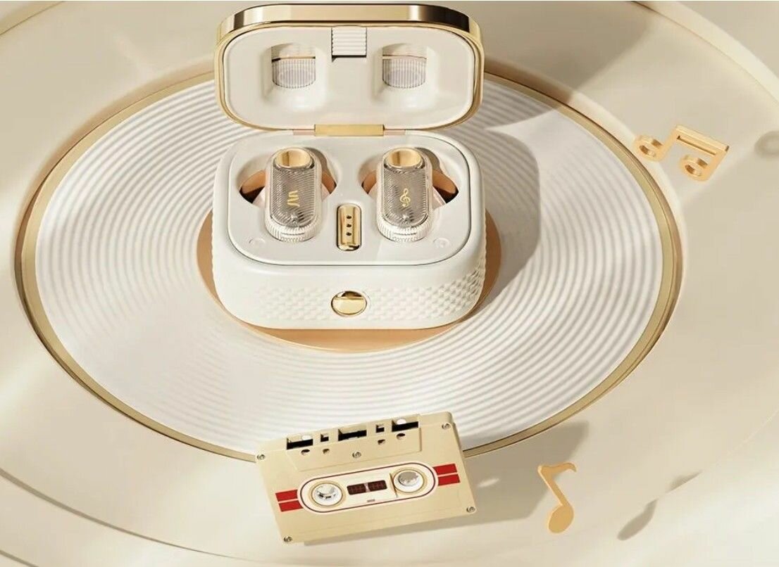 Беспроводные наушники Rock Retro Style TWS Earphone Retro Mix Tape — фото 1