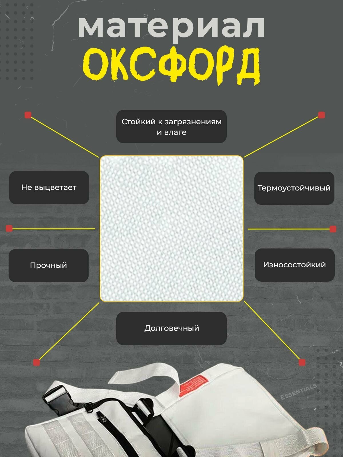 Сумка Essentials, фактура гладкая, белый — фото 1