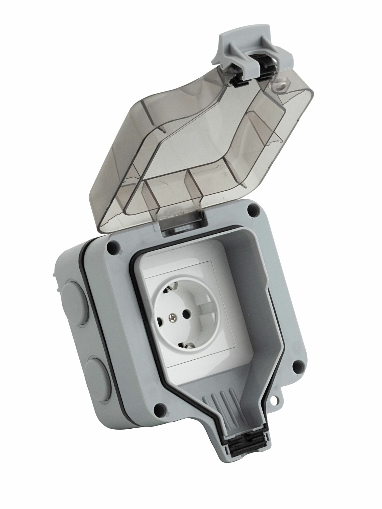 фото Розетка 1 пост, закаленное стекло, заземление, защитные шторки