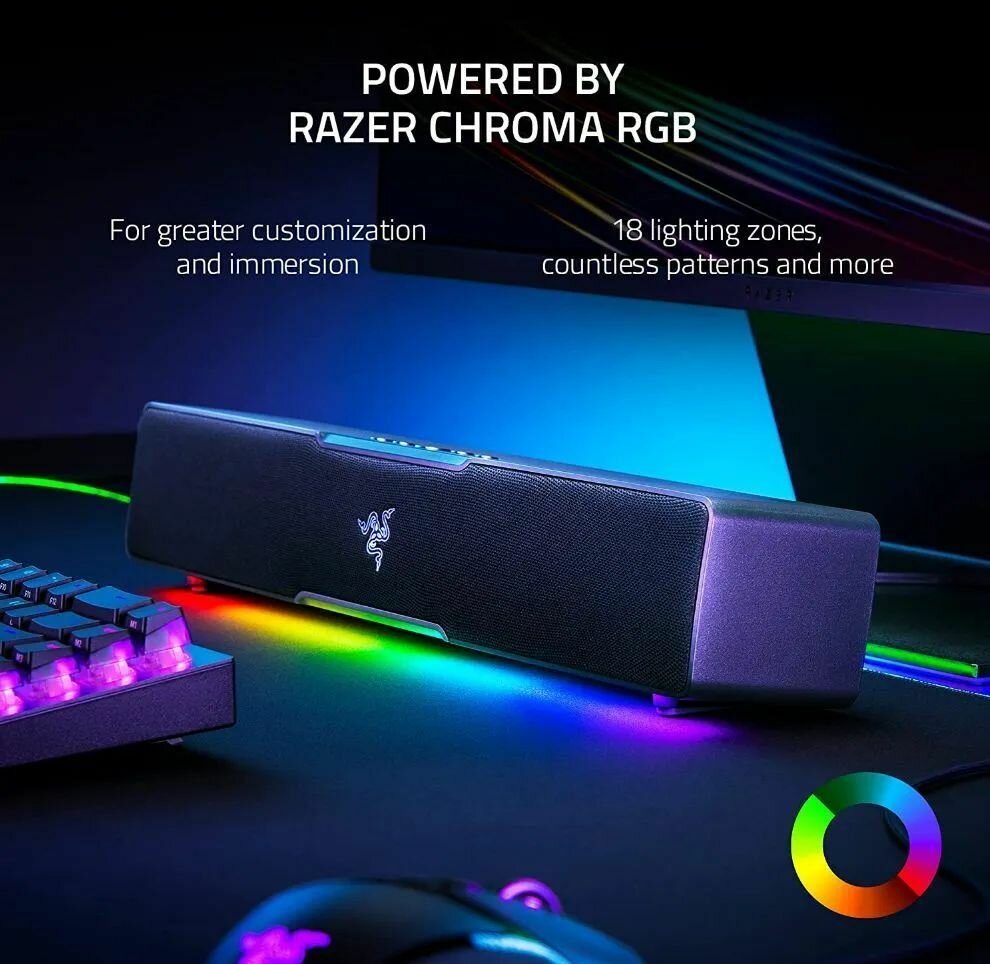 Саундбар игровой Razer Leviathan V2X Full-range drive unit CHROMA RGB(RAZER AUDIO APP), Черный — фото 1