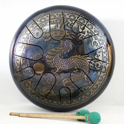 Глюкофон Двусторонний Дракон 30см - супер медитативный музыкальный инструмент ручной работы с гравировкой