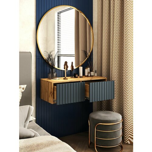 Тумба прикроватная подвесная 72х35х25, консоль деревянная для хранения