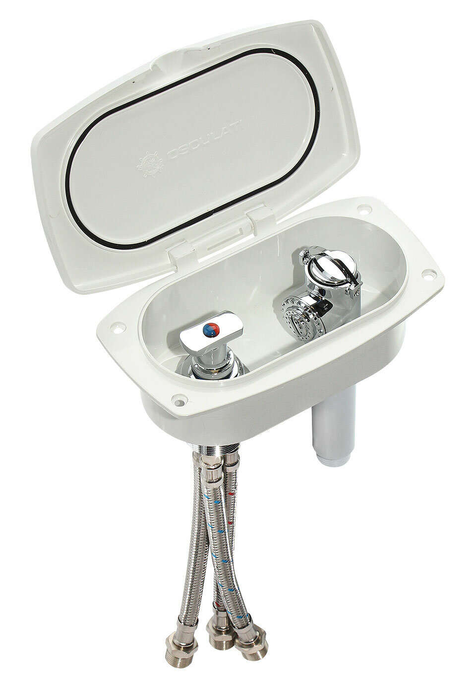 Смеситель компактный с Т-образной рукояткой + лейка душа в пластиковом боксе, хромированный