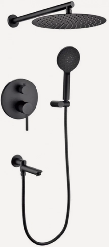 Изображение товара Душевая система Grocenberg GB5001 Черный матовый, встраиваемый смеситель для ванны, излив-переключатель на лейку