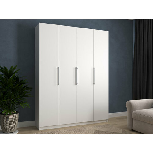 Шкаф распашной Калифорния-4 Белый для одежды четырёхдверный 160*200*40 Мегамебель