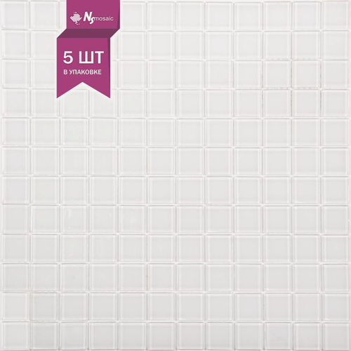 Изображение товара Мозаика стеклянная NSmosaic JP-405, белая глянцевая, 300х300 мм, упаковка 5шт