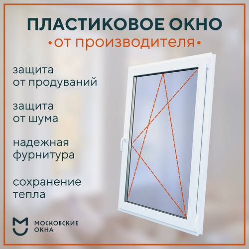 Изображение товара Пластиковое окно 800х700 мм (ВхШ) рехау Blitz, поворотно-откидное правое, белое