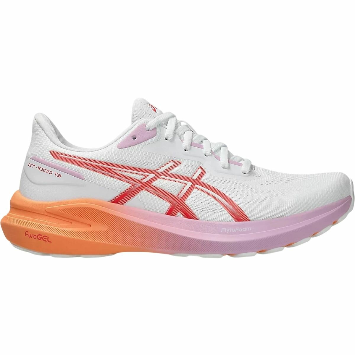Кроссовки ASICS GT-1000 13 W, полнота F, размер 8,5 US, белый/коралловый