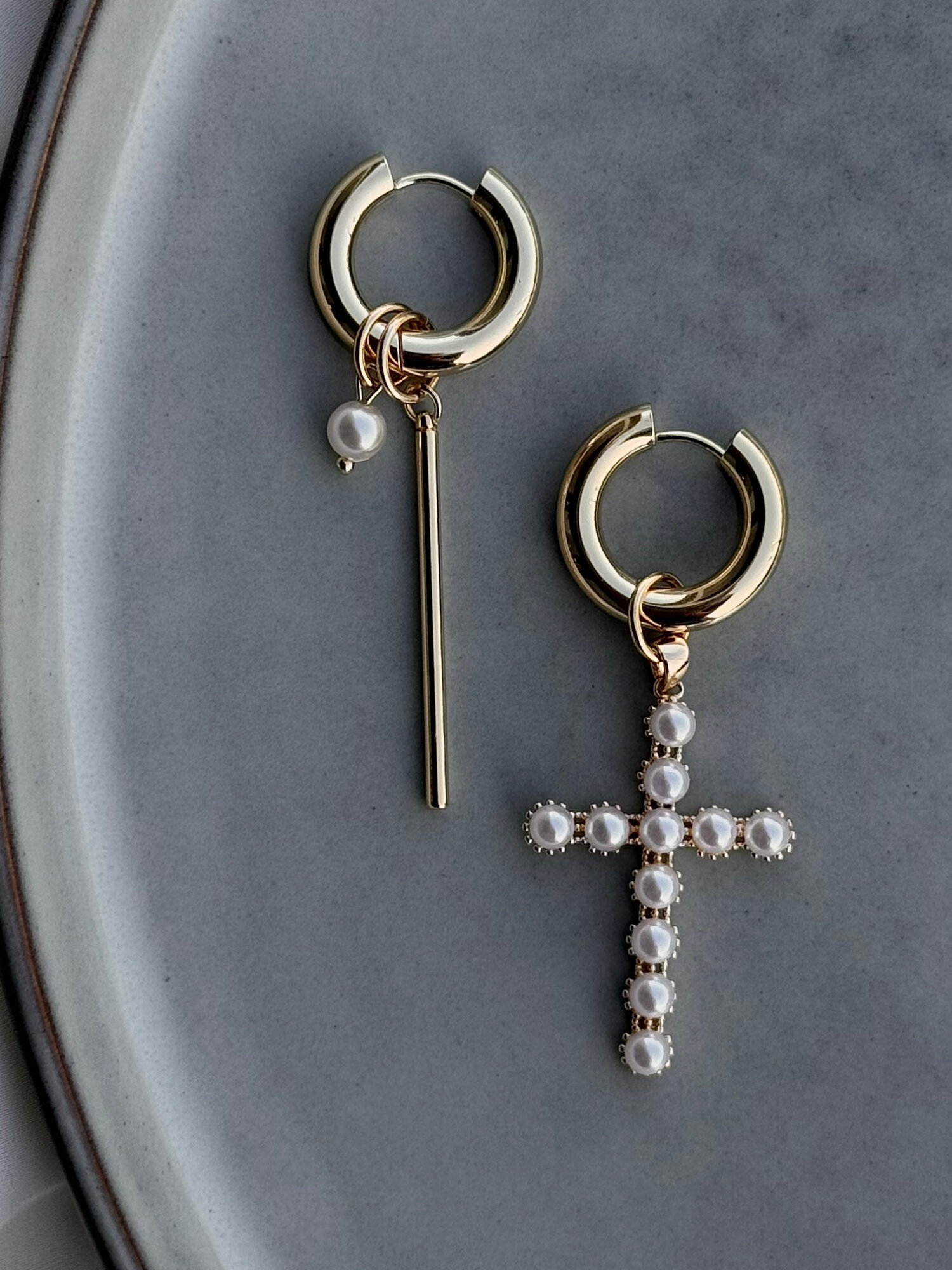 Серьги конго BLUE jewelry, белый, желтый