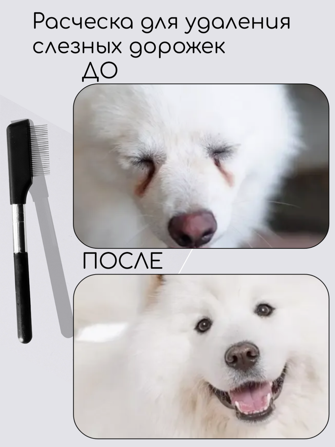 Расческа и ножницы набор для груминга глаз собак, кошек — фото 1