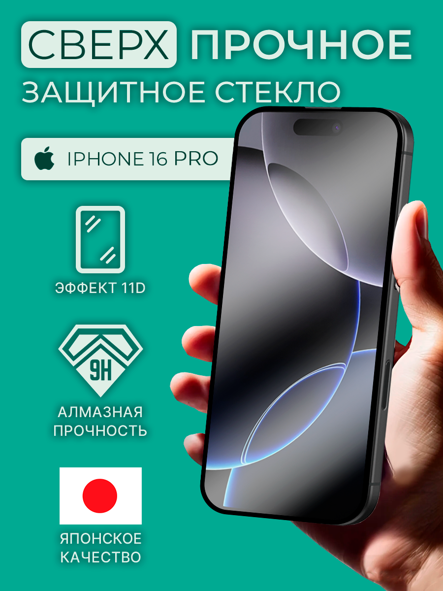 Защитное стекло iphone 16 pro стекло на айфон 16 про на весь экран с черной рамкой как remax commo черное