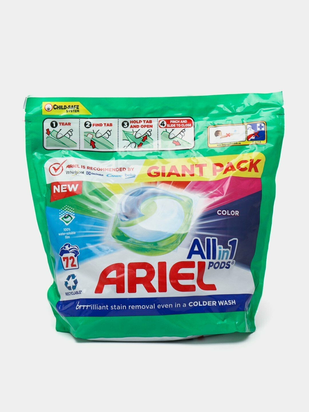 Капсулы для стирки Ariel, антибактериальные, "Всё-в-Одном", 72 штук