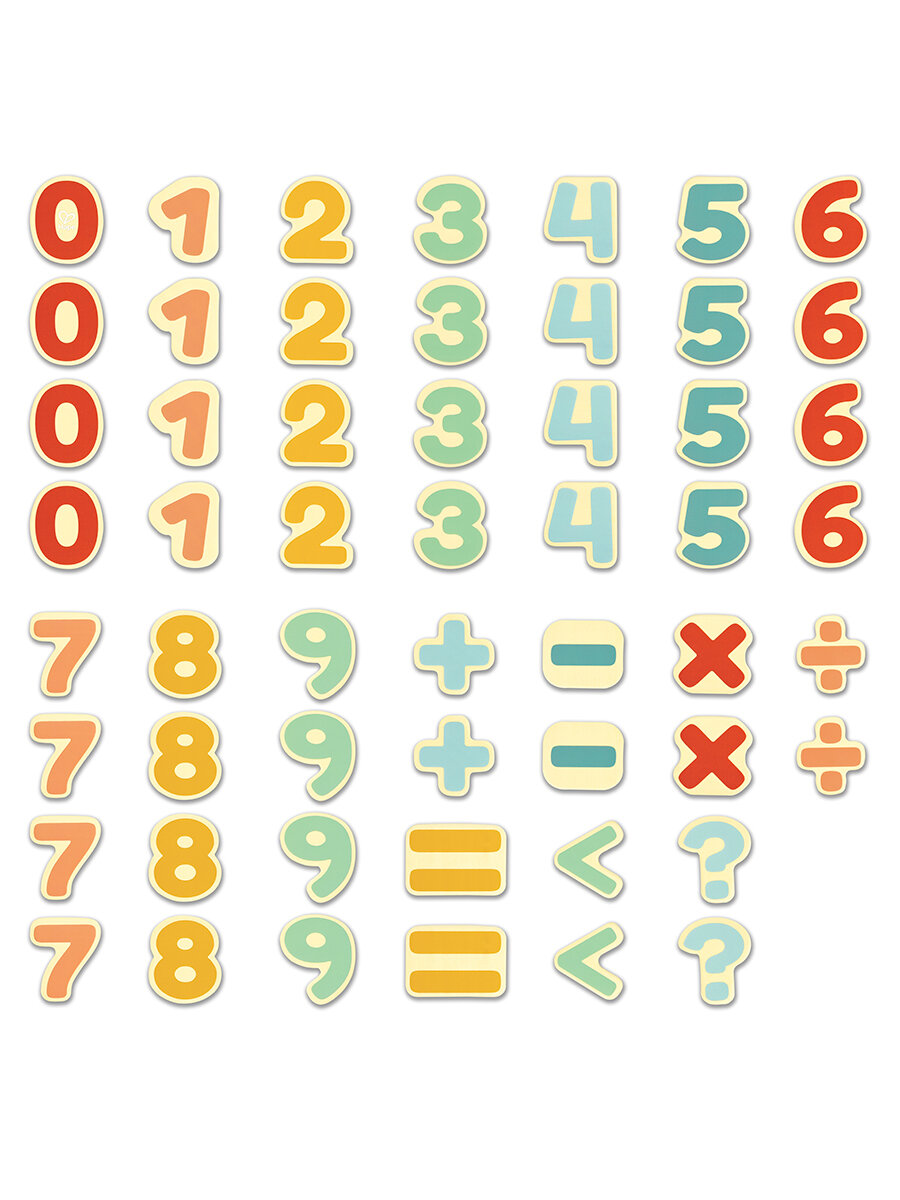 Деревянные магнитные цифры Hape "Учимся считать с Hape", 54 элемента E2007_HP — фото 1