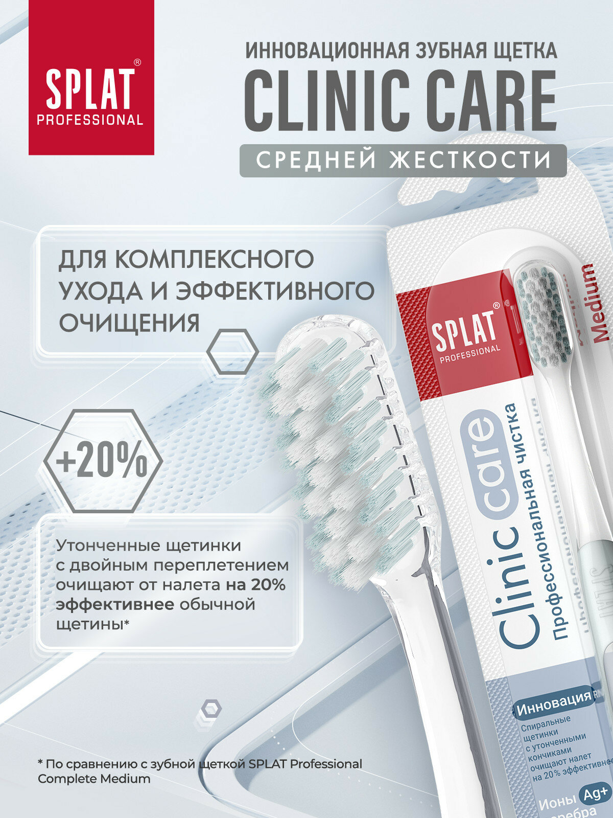 Картинки Зубная щетка SPLAT Clinic Care для отбеливания зубов, средняя, набор 2 шт.